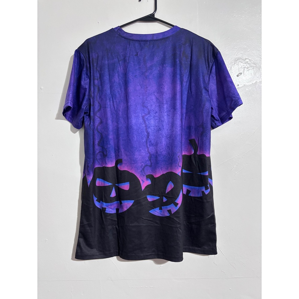 Halloween T-Shirt Purple Pumpkins Spooky‎ Graphic Tee Women's Size L NWOT. - Picture 3 of 4